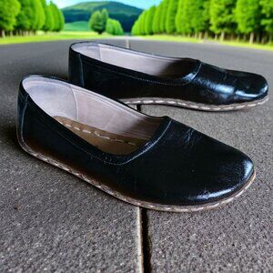 NEFES ( 8  ) BAREFOOT Handmade Flats Copper Black Leather Durable Leather Sole